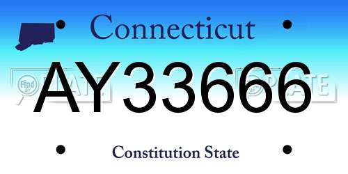 AY33666 Connecticut License Plate