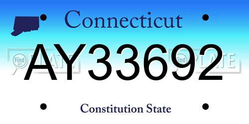 AY33692 Connecticut License Plate