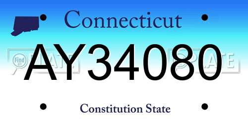 AY34080 Connecticut License Plate