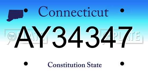 AY34347 Connecticut License Plate