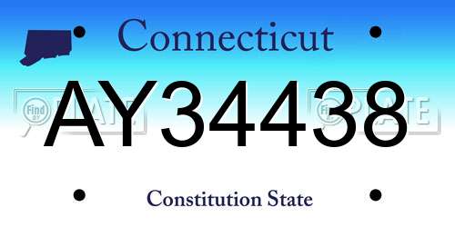 AY34438 Connecticut License Plate