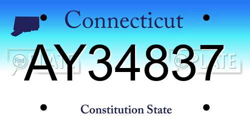 AY34837 Connecticut License Plate