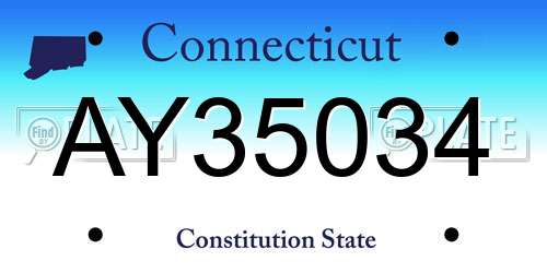 AY35034 Connecticut License Plate