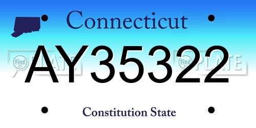 AY35322 Connecticut License Plate
