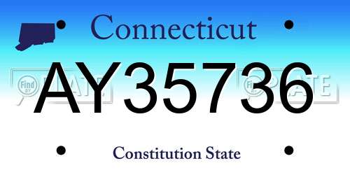 AY35736 Connecticut License Plate