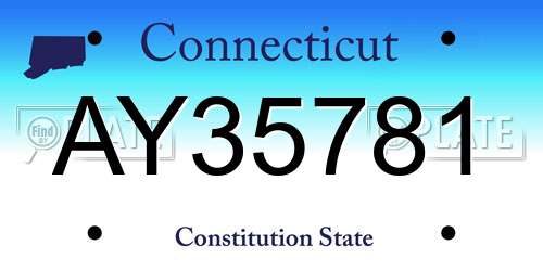 AY35781 Connecticut License Plate