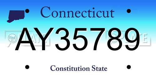 AY35789 Connecticut License Plate