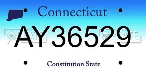 AY36529 Connecticut License Plate