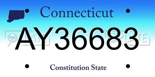 AY36683 Connecticut License Plate