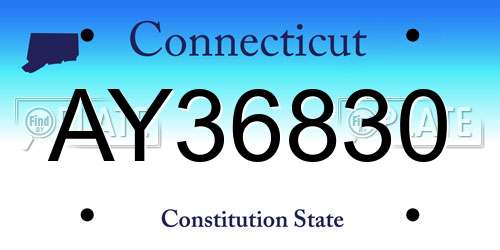 AY36830 Connecticut License Plate