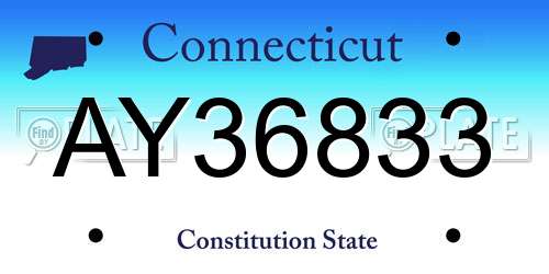 AY36833 Connecticut License Plate