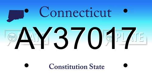 AY37017 Connecticut License Plate