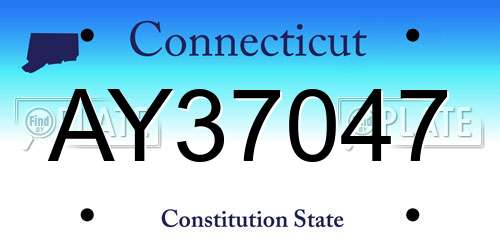AY37047 Connecticut License Plate