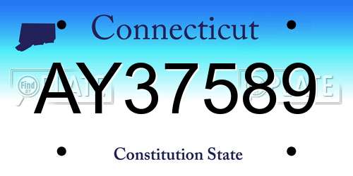 AY37589 Connecticut License Plate