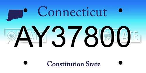 AY37800 Connecticut License Plate