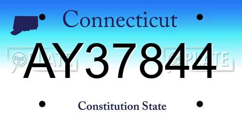 AY37844 Connecticut License Plate