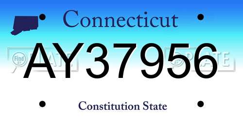 AY37956 Connecticut License Plate