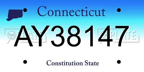 AY38147 Connecticut License Plate
