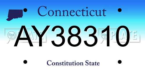 AY38310 Connecticut License Plate