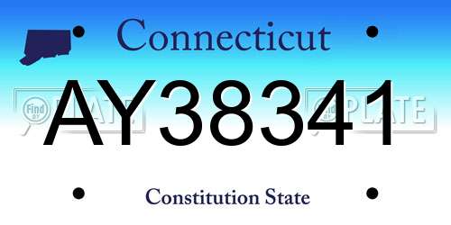 AY38341 Connecticut License Plate