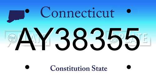AY38355 Connecticut License Plate