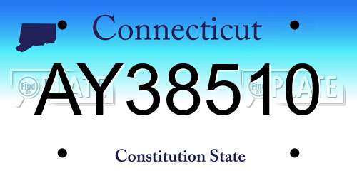 AY38510 Connecticut License Plate