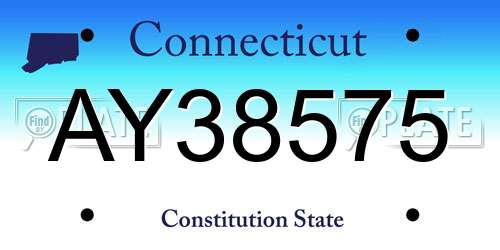 AY38575 Connecticut License Plate