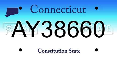 AY38660 Connecticut License Plate