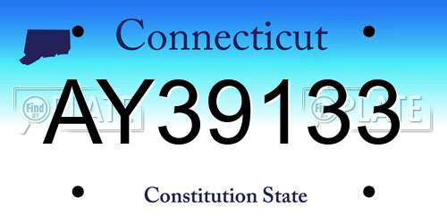 AY39133 Connecticut License Plate