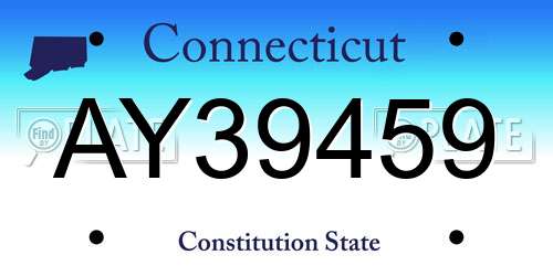 AY39459 Connecticut License Plate