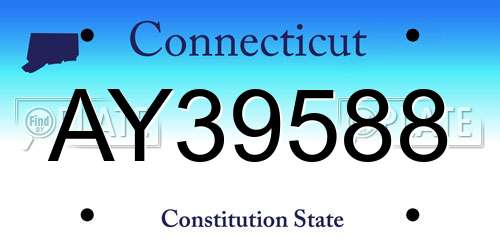 AY39588 Connecticut License Plate