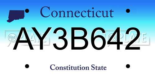 AY3B642 Connecticut License Plate