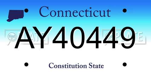 AY40449 Connecticut License Plate