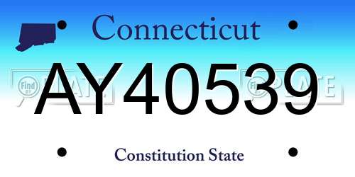 AY40539 Connecticut License Plate
