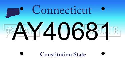 AY40681 Connecticut License Plate