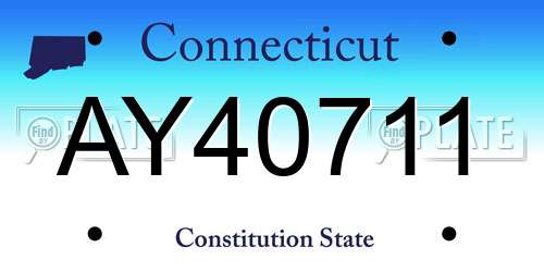AY40711 Connecticut License Plate