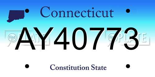 AY40773 Connecticut License Plate