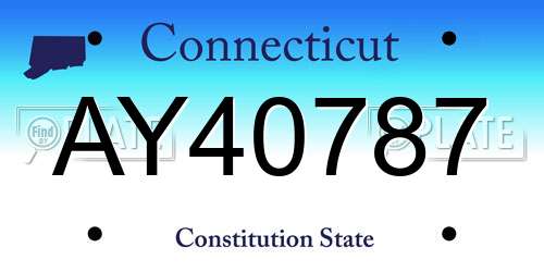 AY40787 Connecticut License Plate