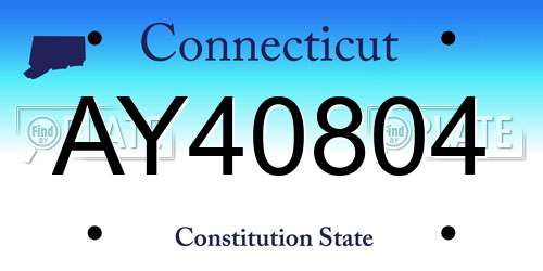 AY40804 Connecticut License Plate