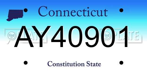 AY40901 Connecticut License Plate