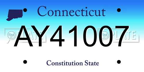 AY41007 Connecticut License Plate