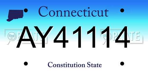 AY41114 Connecticut License Plate