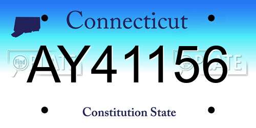 AY41156 Connecticut License Plate