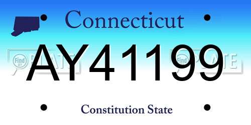 AY41199 Connecticut License Plate