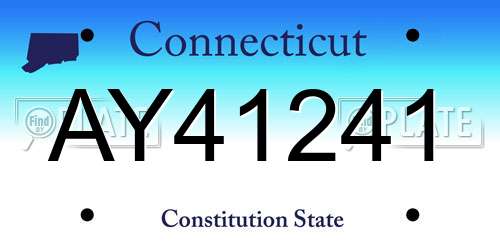 AY41241 Connecticut License Plate