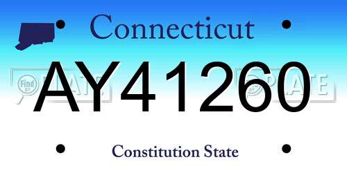 AY41260 Connecticut License Plate