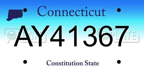 AY41367 Connecticut License Plate