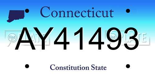 AY41493 Connecticut License Plate