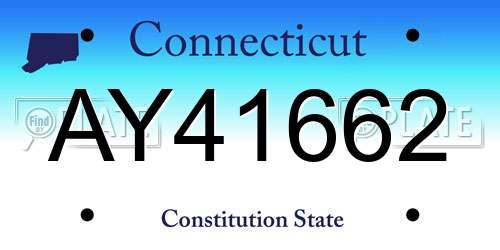 AY41662 Connecticut License Plate