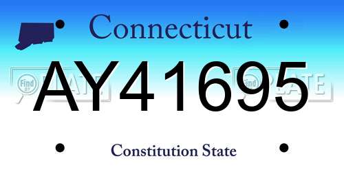 AY41695 Connecticut License Plate